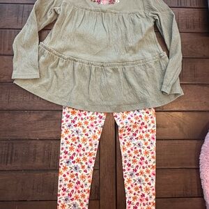 Carter's Green Tunic with Floral Leggings